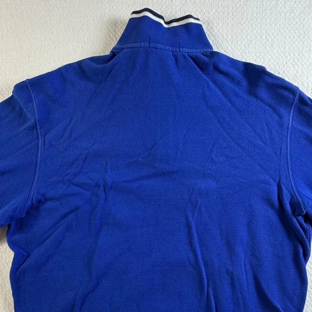 Polo Ralph Lauren 1/4 Zip Pullover Mens Large Cotton Mock‎ Neck Royal Blue VTG